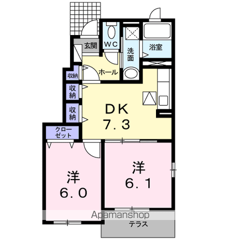 SUNRISE STAGE 1(2DK/1階)の間取り写真