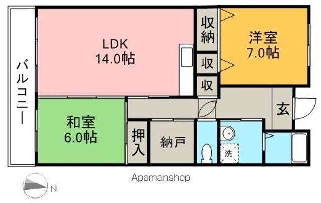 ロイヤルガーデンⅡ(2LDK/4階)の間取り写真