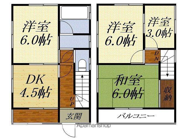 東海道本線 磐田駅 徒歩7分 2階建 築43年(4DK)の間取り写真