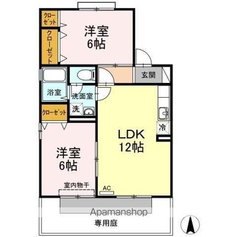 エスポワール34 E棟(2LDK/1階)の間取り写真