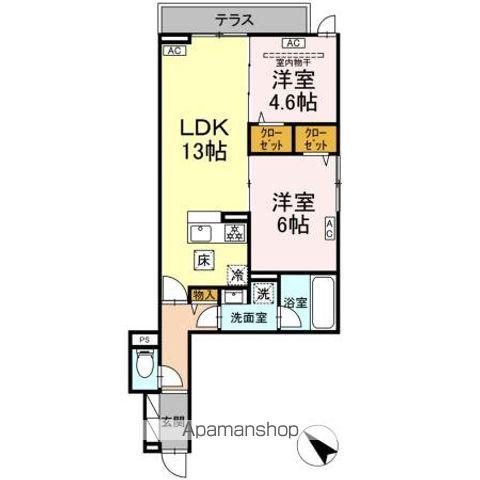 セレスティア新宿(2LDK/1階)の間取り写真