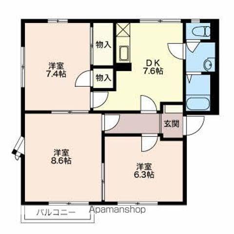 ノーザンフレグランス(3DK/1階)の間取り写真