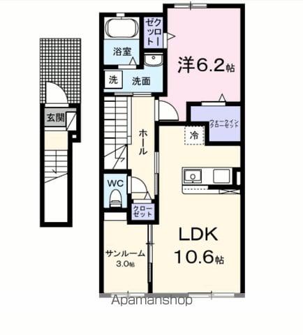 マニフィーク(1LDK/2階)の間取り写真