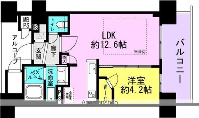 ワコーレ塚口駅前ファーストエンブレム(1LDK/13階)の間取り写真