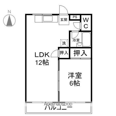 ラビットハウスM1(1LDK/2階)の間取り写真