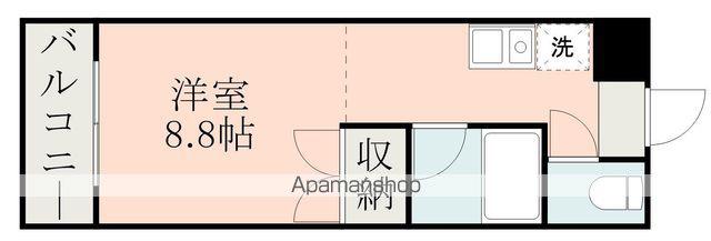 モンパレ渡鹿B棟(ワンルーム/1階)の間取り写真