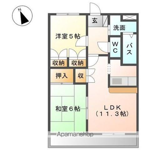 プレイス エリエゼル(2LDK/1階)の間取り写真
