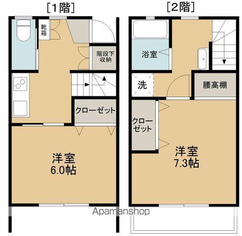 コーポ北飯渕C(2K/1階)の間取り写真