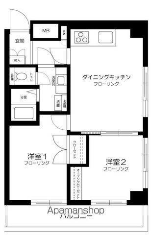 DELCCS中野新橋(2DK/5階)の間取り写真