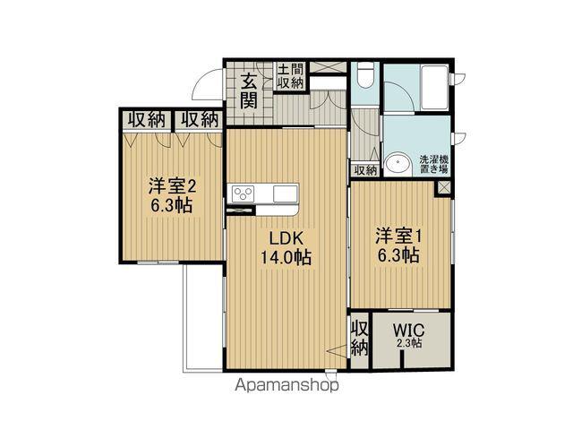 シャーメゾン・クレール岡谷(2LDK/1階)の間取り写真