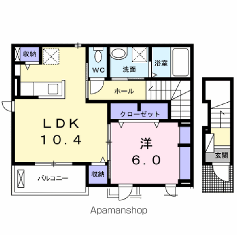 ツインタウン道ノ窪 Ⅱ(1LDK/2階)の間取り写真