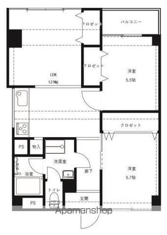 パークハウス泉野(2LDK/4階)の間取り写真