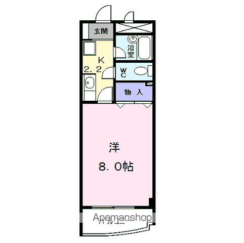 アベニュー名駅(1K/2階)の間取り写真