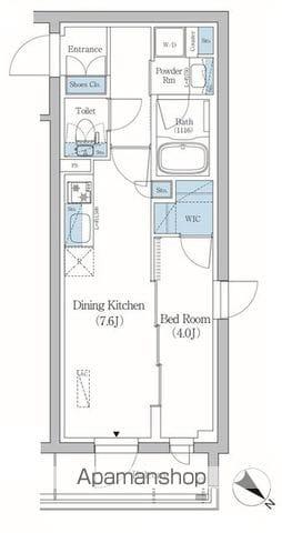 プライムブリス品川旗の台(1DK/4階)の間取り写真