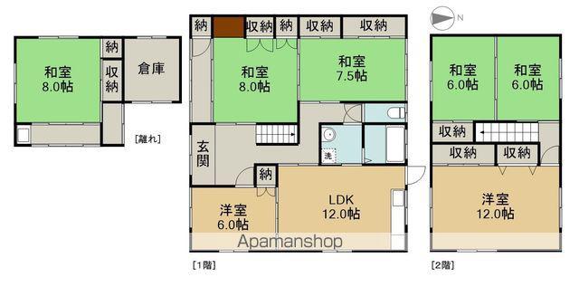 名鉄津島線 青塚駅 徒歩18分 2階建 築30年(6LDK)の間取り写真