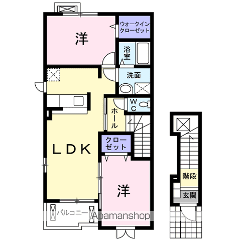 ブローテ・大井B(2LDK/2階)の間取り写真