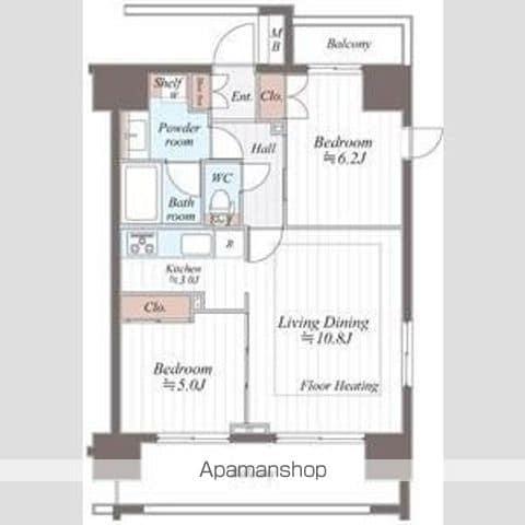 フュージョナル王子HYS(2LDK/15階)の間取り写真