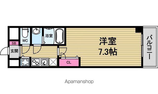 プランドール北浜(1K/3階)の間取り写真