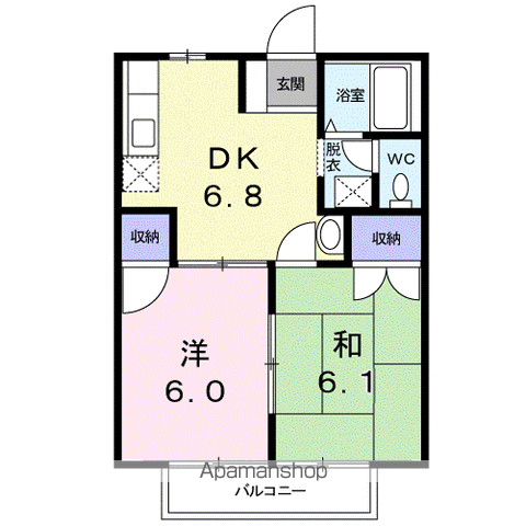 エクセルカーサ(2DK/2階)の間取り写真