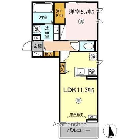 トリシア横町ウエスト(1LDK/2階)の間取り写真