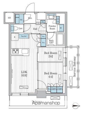 パークアクシス東陽町レジデンス(2LDK/11階)の間取り写真
