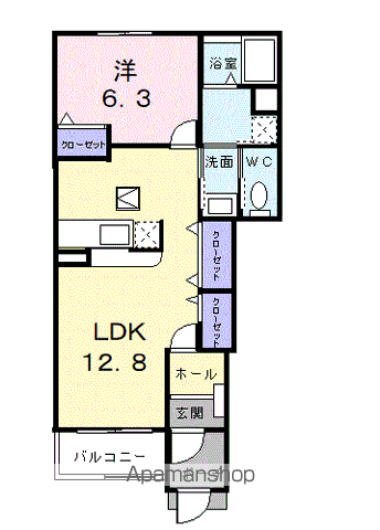 メープルアベニュー(1LDK/1階)の間取り写真