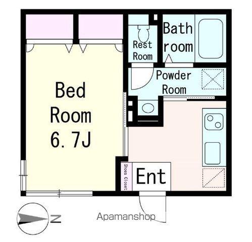 ヴィルヌーヴ イースト(1K/1階)の間取り写真