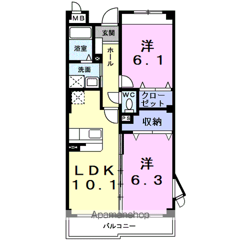 SUNSOLEIL21(2LDK/2階)の間取り写真
