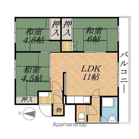 柳町アパートメント(3LDK/3階)の間取り写真