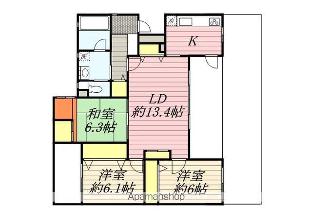 カルシア小戸ナチュア(3LDK/1階)の間取り写真