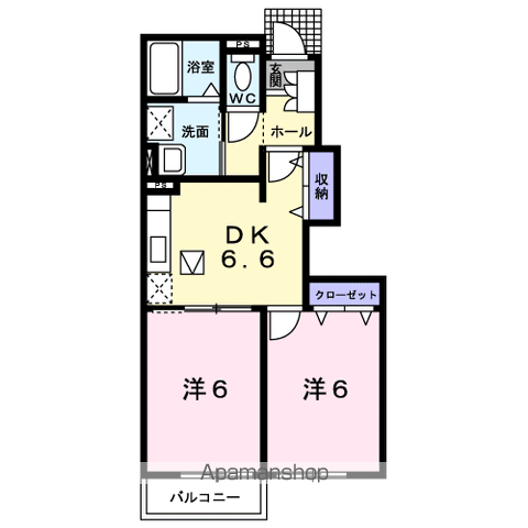 ベルアンジュ(2DK/1階)の間取り写真