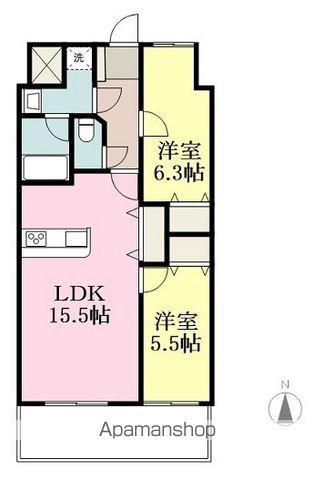 ブライムタワー古川(2LDK/6階)の間取り写真