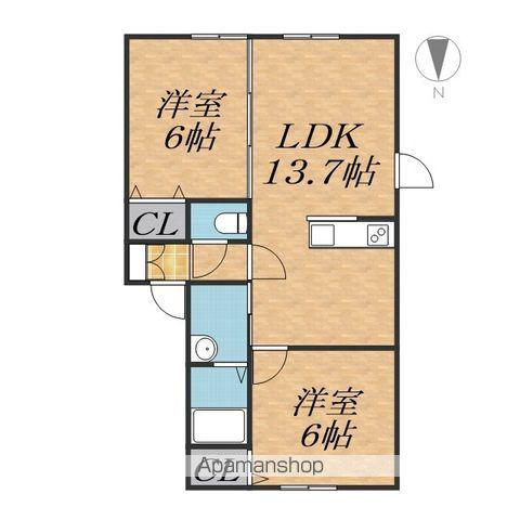 グランドールK Ⅱ(2LDK/1階)の間取り写真