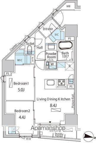 バウスフラッツ品川キャナルサイド(2LDK/11階)の間取り写真
