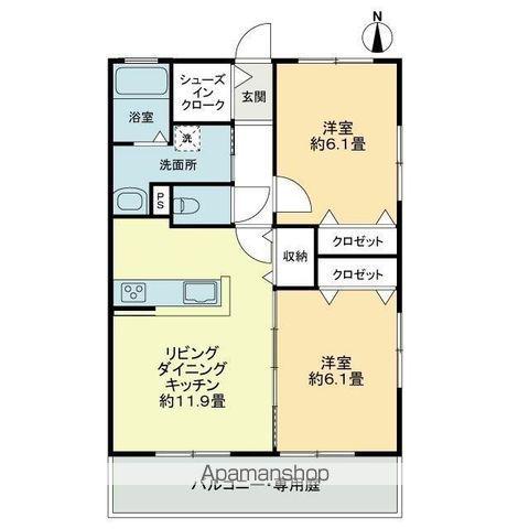 フォブール長尾(2LDK/2階)の間取り写真