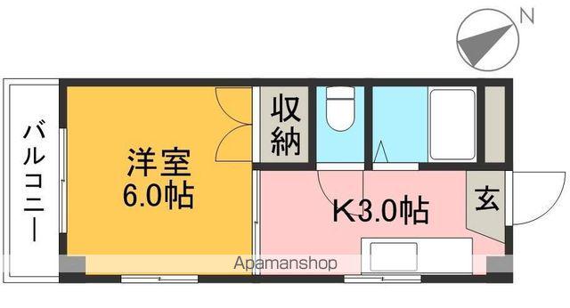ユーマンション(1K/3階)の間取り写真
