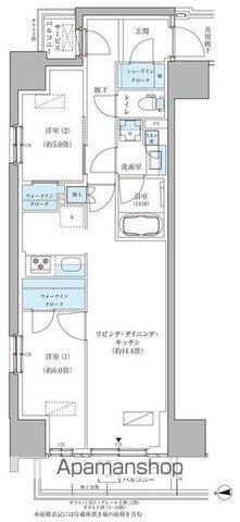 パークアクシス品川天王洲アイル(2LDK/5階)の間取り写真