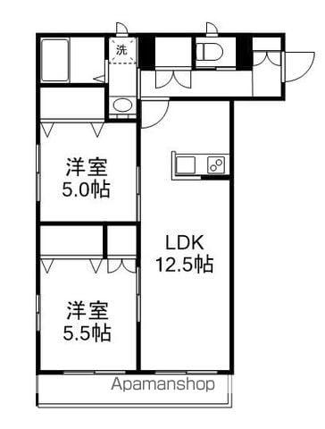 トゥールモンド(2LDK/2階)の間取り写真