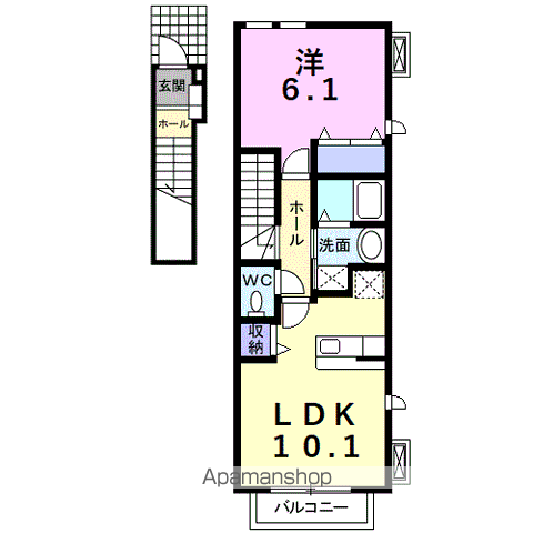 ソレアード(1LDK/2階)の間取り写真