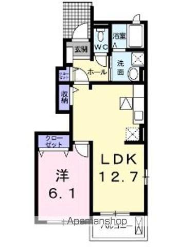 カーサ.ボニート B(1LDK/1階)の間取り写真