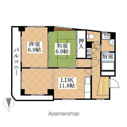 アイマンションかえで(2LDK/4階)の間取り写真