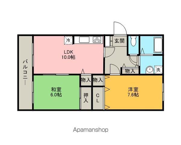 カーサ平子(2LDK/1階)の間取り写真