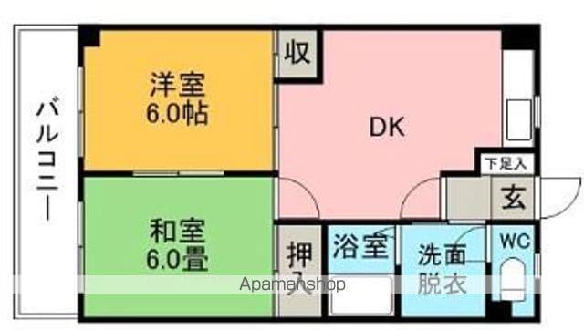 ウェルズ児島Ⅱ(2DK/2階)の間取り写真