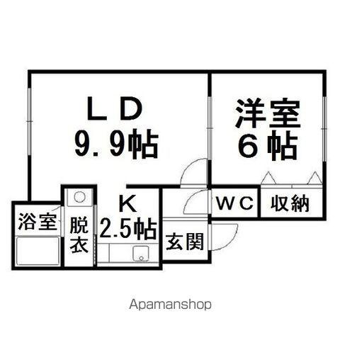 リバティ常盤(1LDK/2階)の間取り写真