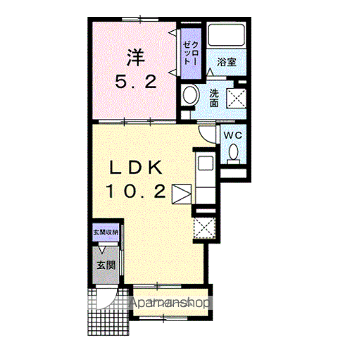 ハピネス(1LDK/1階)の間取り写真