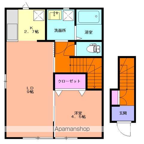 PRIMUS W(1LDK/2階)の間取り写真