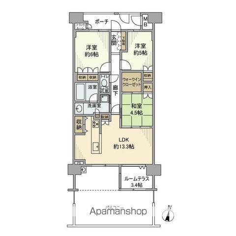 グランシスフォート中百舌鳥壱番館(3LDK/2階)の間取り写真