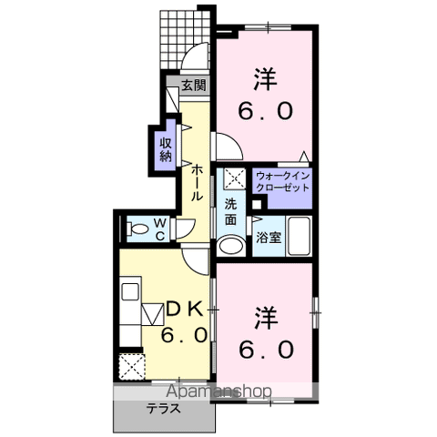 HARUKU80A(2DK/1階)の間取り写真