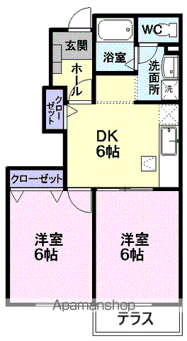 アイランドヘヴンⅡ(2DK/1階)の間取り写真