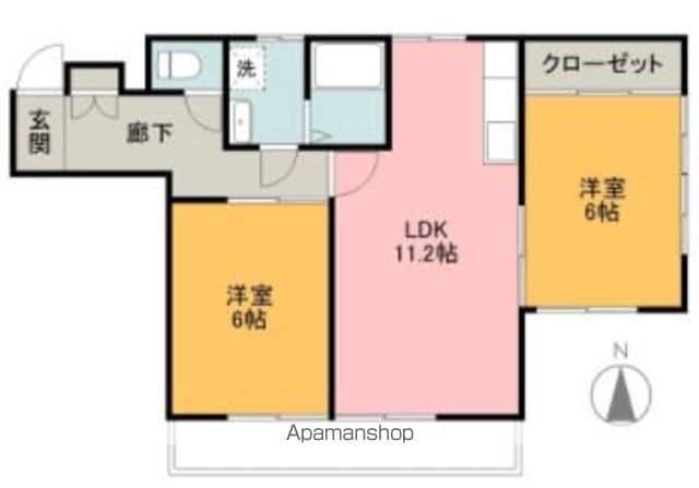 大谷ビル(2LDK/2階)の間取り写真
